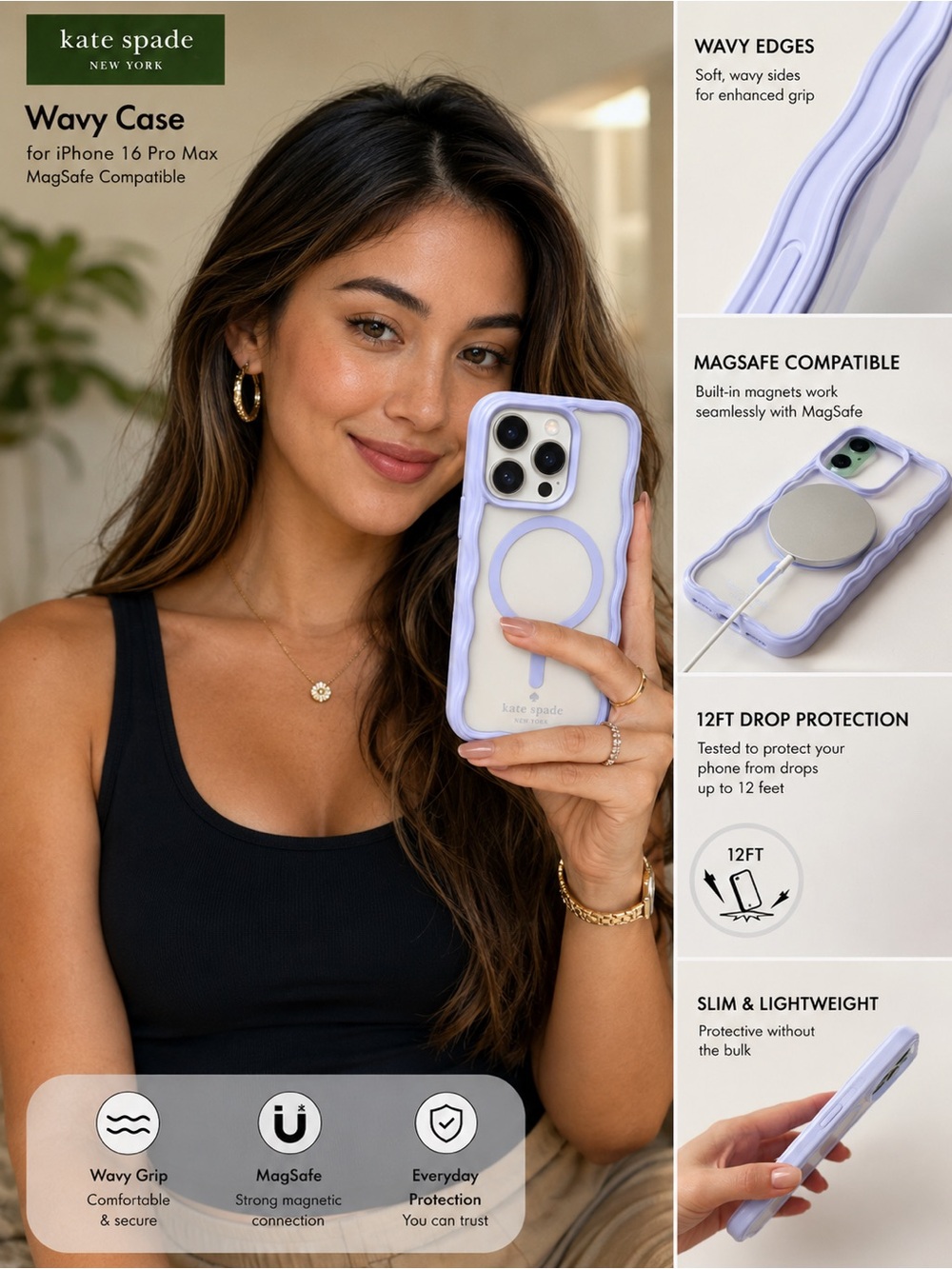 kate spade Lavender & White Wavy MagSafe iPhone Case